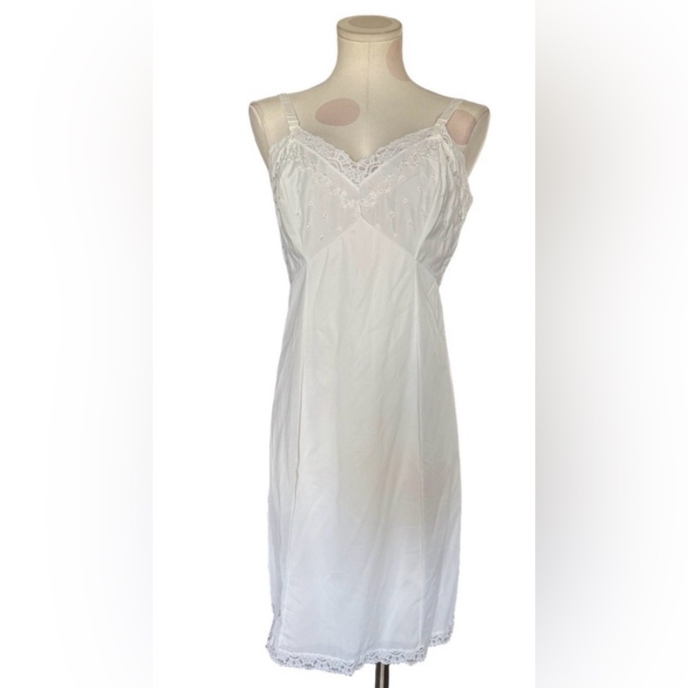 Vintage 60s coquette slip dress - white - small
